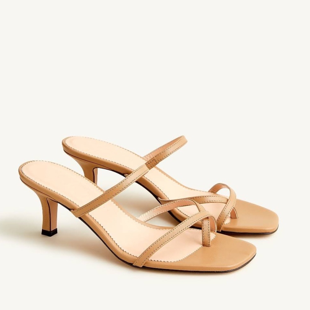 J. Crew Made In Italy Violeta Kitten-Heel Sandals Leather Size 6 Shoes Heels